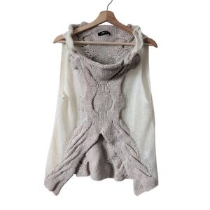 Crea Concept Cable Knit Vest Merino Alpaca Mohair Beige 38 Neutrals Lagenlook
